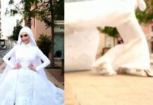 Nusja në Liban pozon për fotot e dasmës, ndërsa në ato momenti ndodh edhe shpërthimi (VIDEO)
