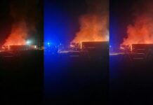 Shkup, digjen tre kamionë