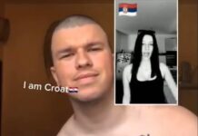 Kroati që po “çmend” serbët: Në gjoks mban shqiponjën dhe flamurin kroat (Video)