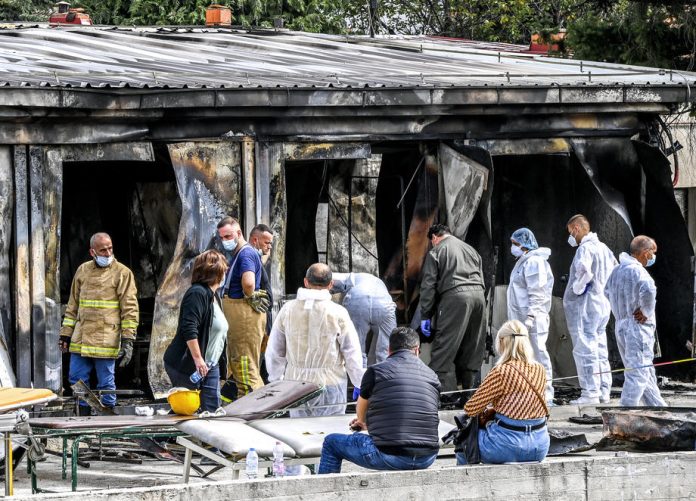 Aftermath of a fire at a Covid hospital in Tetovo