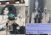 Gjobitet me 400 euro kompania që vendosi reklamë mbi muralin e Nexhmije Pagarushës në Prishtinë