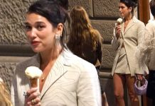 Dua Lipa fotografohet duke shijuar një akullore mes miqsh në Firence të Italisë