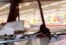 Momenti kur shembet çatia e një marketi në Mexico City pas breshrit të ashpër – rrugët e qytetit mbulohen nga akulli