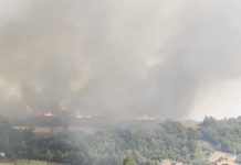 Tym i madh në “Kodrën e Cërnushës” në Mitrovicë, malet përfshihen nga zjarri