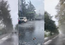 Për shumë minuta Tirana ishte nën stuhinë e shiu dhe breshërit që krijoi edhe probleme në qarkullim