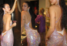 Dua Lipa merr vëmendje me fustanin interesant ku shihen edhe të brendshmet