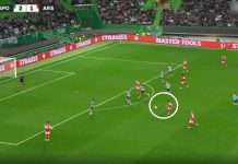 Arsenali barazon rezultatin, goditja e Xhakës nga distanca devijohet dhe përfundon në gol