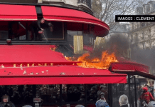 Protestuesit i vënë flakën restorantit të preferuar të Macronit në Paris (VIDEO)