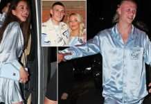 Haaland dhe partnerja e tij, Isabel Johansen morën vëmendje në festën e Manchester Cityt me pizhame blu