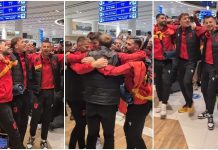 “Gjermania o mor’ vllazën nuk është si përpara”, festa e futbollistëve kuq e zi vazhdoi edhe në aeroport