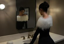 Kendall Jenner mahnit me një fustan të zi, teksa tregon fizikun e saj joshes, gjatë arratisjes në Aspen