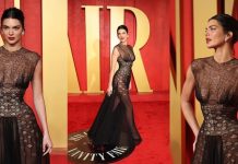 Kendall Jenner i lë pak imagjinatës me një fustan të zi të tejdukshëm, në festën e “Oscars”