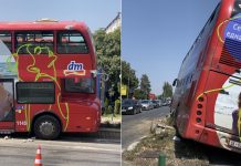 Shkup, autobusi përplaset me murin mbrojtës të bulevardit (Video)