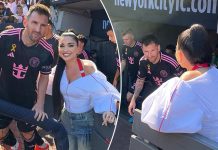 Këngëtarja shqiptare Enisa takohet me Messin, pasi përfundoi performimin e himnit në ndeshjen e Inter Miamit