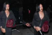 Rihanna duket elegante me një fustan të thurur, teksa shijon darkën me miqtë në Los Angeles