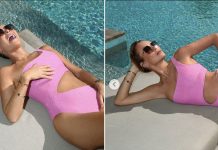 Amanda Holden tërheq vëmendje me paraqitjen e saj pranë pishinës