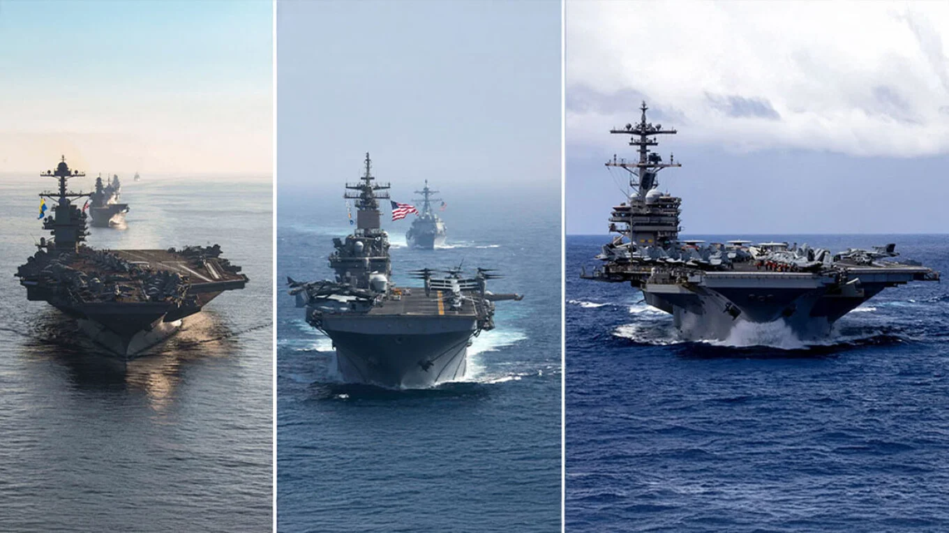 Ndodh për herë të parë në 23 vite  SHBA vendos tre aeroplanmbajtëse në Lindjen e Mesme  mbi 200 avionë dhe 15 mijë trupa në rajon