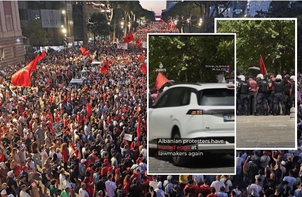  Qeveria jonë është e korruptuar    Al Jazeera  Protestat në Tiranë vijojnë prej 7 javësh  qytetarët hodhën vezë drejt makinave të deputetëve para Kuvendit