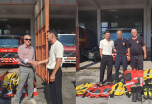 Mërgata dhuron 41 komplete profesionale për zjarrfikësit e Strugës