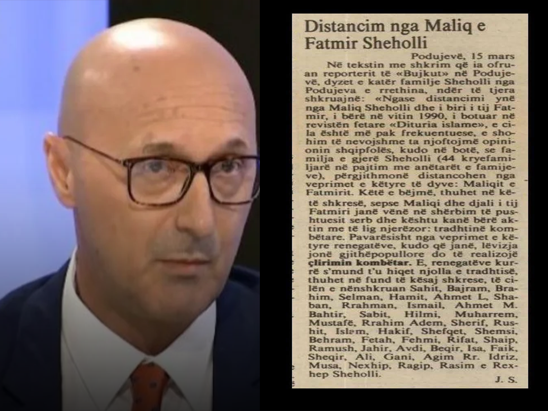 Farefisi i Fatmir Shehollit  që në fillimvitet  90  distancohet publikisht prej tij dhe babës së tij  DOKUMENT 