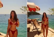 Alba Vukaj mahnit nga bregdeti, pozon me bikini të kuqe dhe vë në pah linjat
