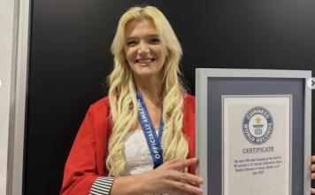 Akrobatja Fiona Rushiti në Guinness, thyen rekordin me 72 rrotullime në 30 sekonda