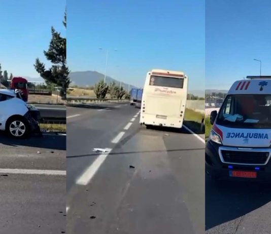 Përplasje e frikshme në Shkup: 3 makina dhe autobus, 3 të lënduar
