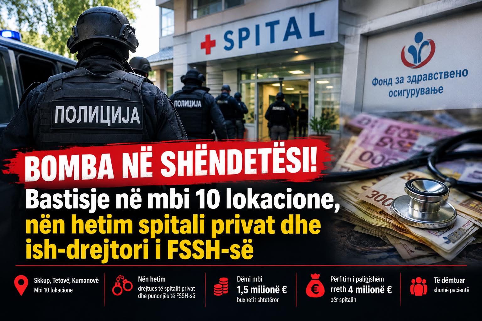 Tronditje në shëndetësi: Bastisje në mbi 10 lokacione, nën hetim spitali privat dhe ish-drejtori i FSSH-së