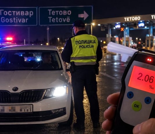Rrezik në rrugën Gostivar–Tetovë! Me 2,06 promilë alkool, 33-vjeçari voziti në drejtim të kundërt – arrestohen tre persona!